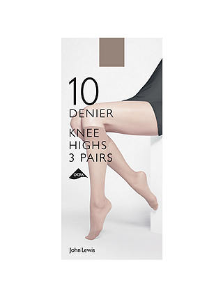 John Lewis 10 Denier Knee High Socks, Pack of 3