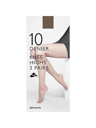 John Lewis 10 Denier Knee High Socks, Pack of 3