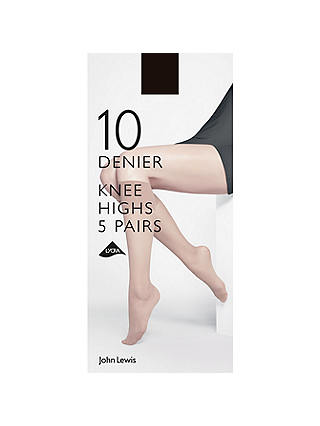 John Lewis & Partners 10 Denier Knee High Socks, Pack of 5