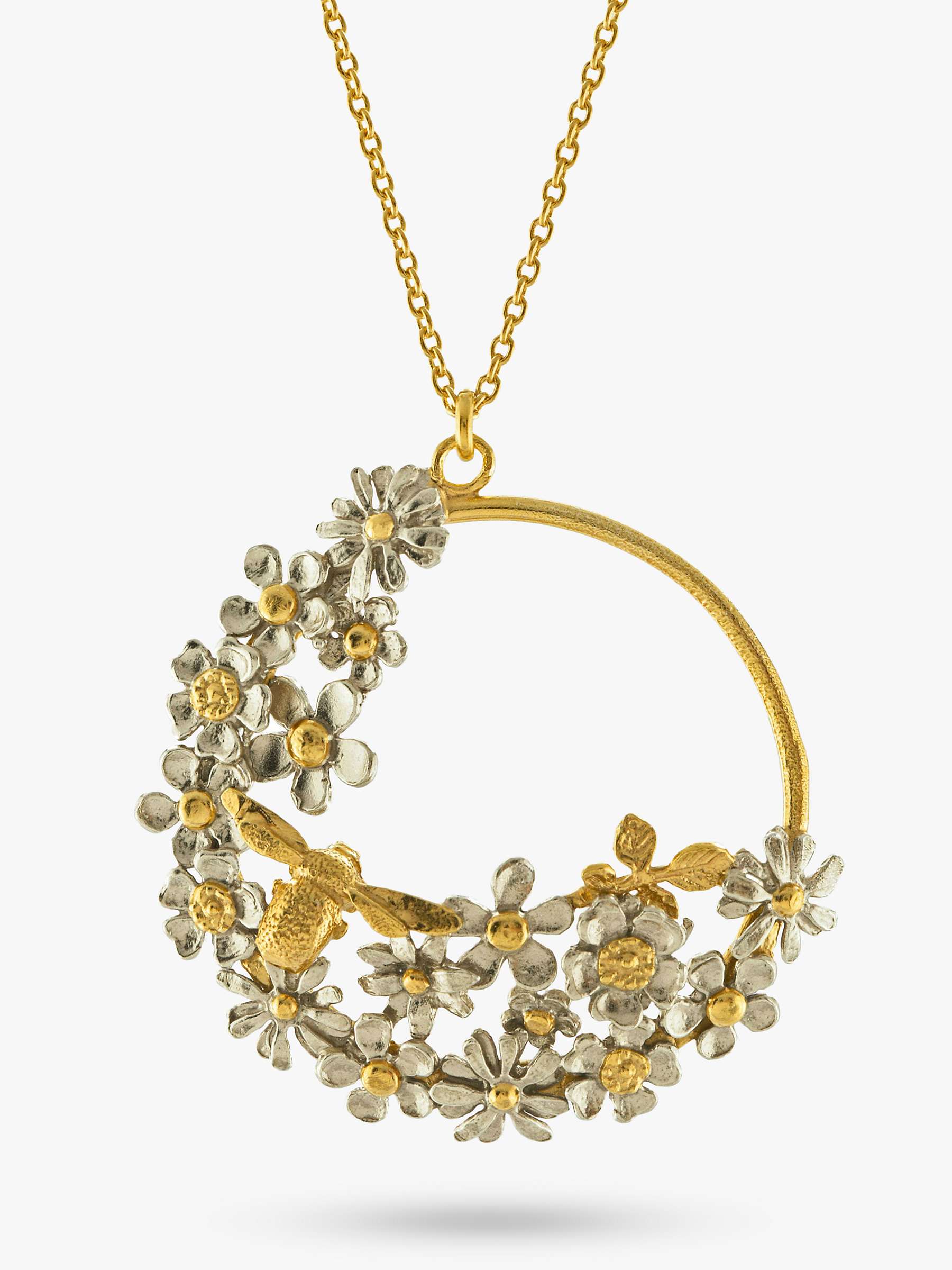 Buy Alex Monroe Flower and Bee Spring Pendant Necklace, Gold Online at johnlewis.com