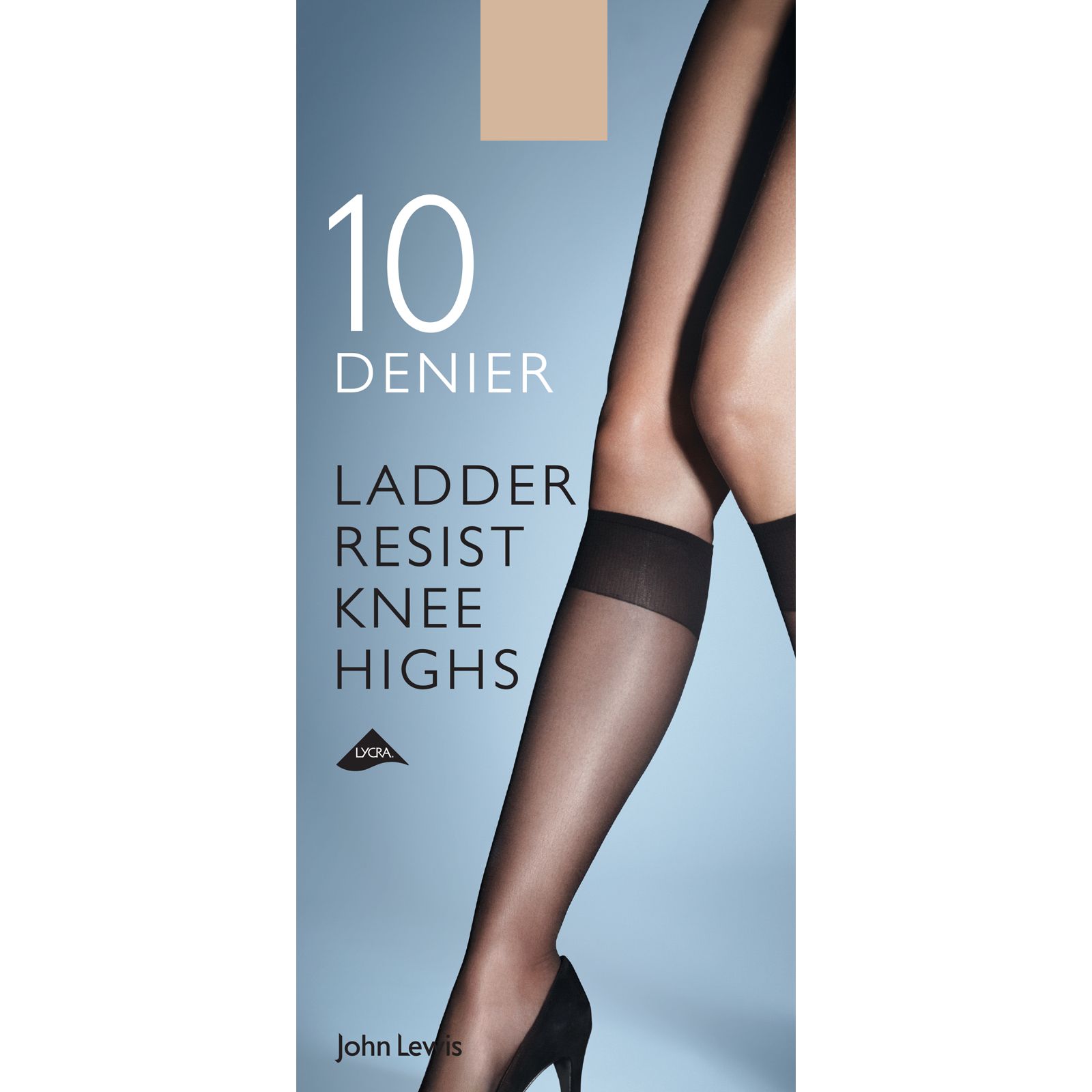 John Lewis & Partners 10 Denier Ladder Resist Knee High Socks, Pack of 2
