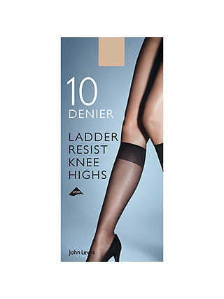 John Lewis & Partners 10 Denier Ladder Resist Knee High Socks, Pack of 2