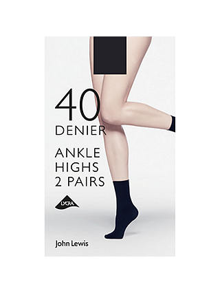 John Lewis 40 Denier Ladder Resist Opaque Ankle Socks, Pack of 2