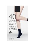 John Lewis 40 Denier Ladder Resist Opaque Ankle Socks, Pack of 2, Navy