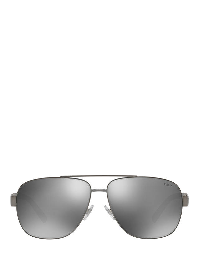Polo Ralph Lauren PH3110 Men's Aviator Sunglasses, Charcoal/Mirror Silver
