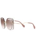 Miu Miu MU 54SS Square Sunglasses, Brown/Gold