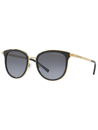 Michael Kors MK1010 Adrianna Polarised Oval Sunglasses, Black/Grey Gradient