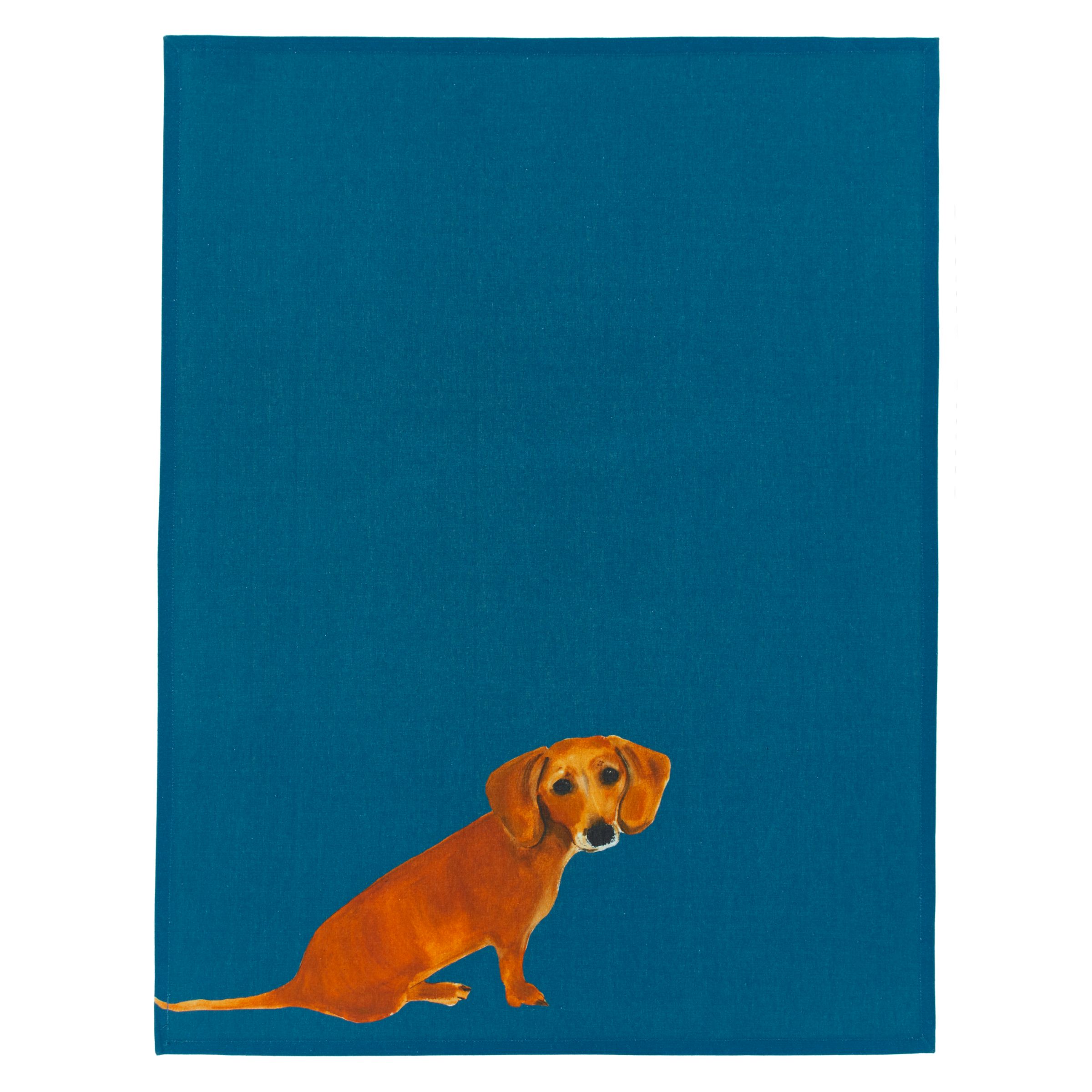 Anthropologie Sally Muir Dog-a-Day Dachshund Tea Towel, Blue