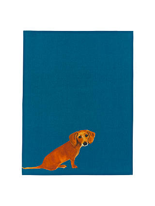 Anthropologie Sally Muir Dog-a-Day Dachshund Tea Towel, Blue