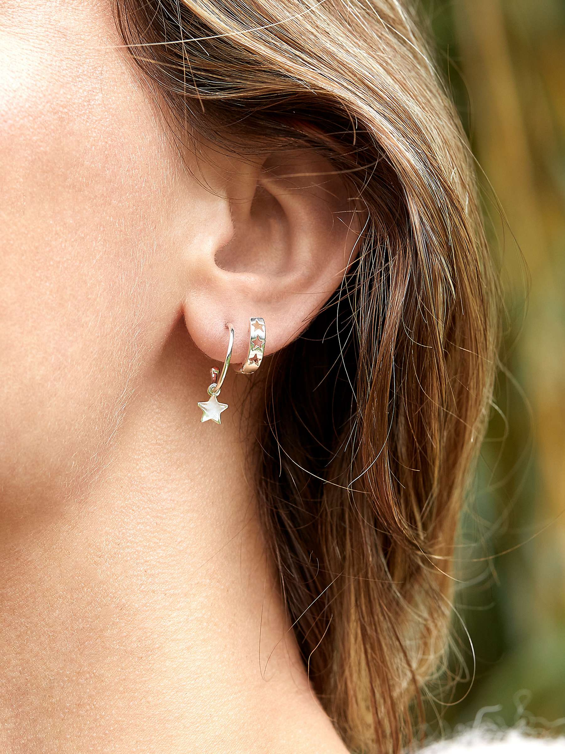 Buy Estella Bartlett Star Drop Hoop Earrings, Silver Online at johnlewis.com
