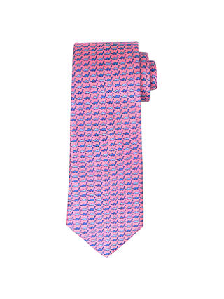 John Lewis & Partners Dinosaur Print Woven Silk Tie, Pink/Blue