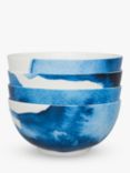 Rick Stein Coves of Cornwall Medium Pasta Bowl, Set of 4, Blue/White, Dia.16cm