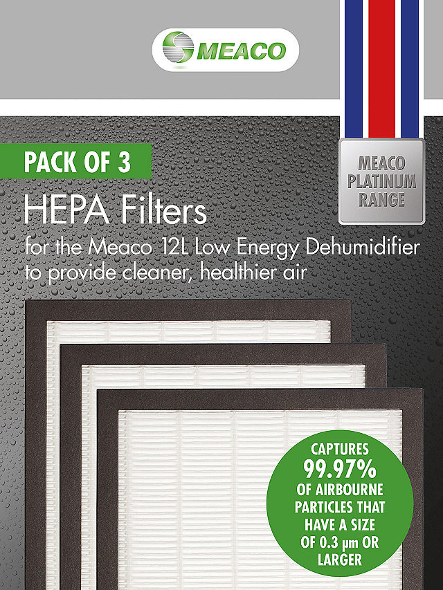 Meaco 12L Low Energy HEPA Filter, Pack of 3