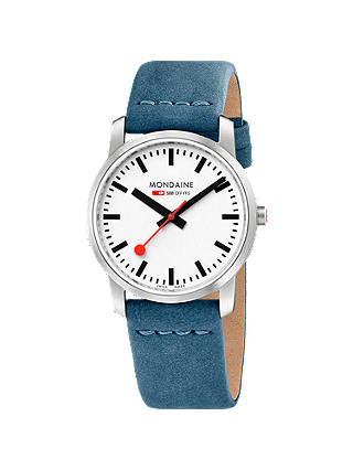 Modaine A400.30351.16SB Women's Simply Elegant Leather Strap Watch, Blue/White