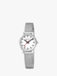 Mondaine Women's MSE.26110.SM Evo 2 Mesh Bracelet Strap Watch, Silver/White