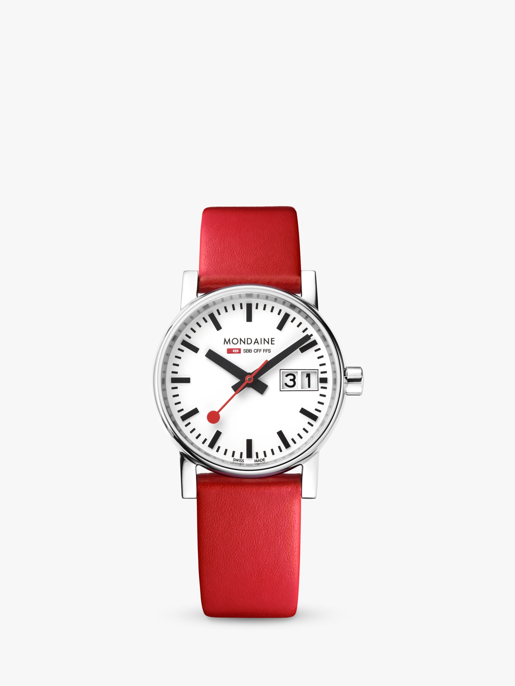 Women's Evo 2 Date Leather Strap Watch, Red/White MSE.30210.LC at John Lewis & Partners