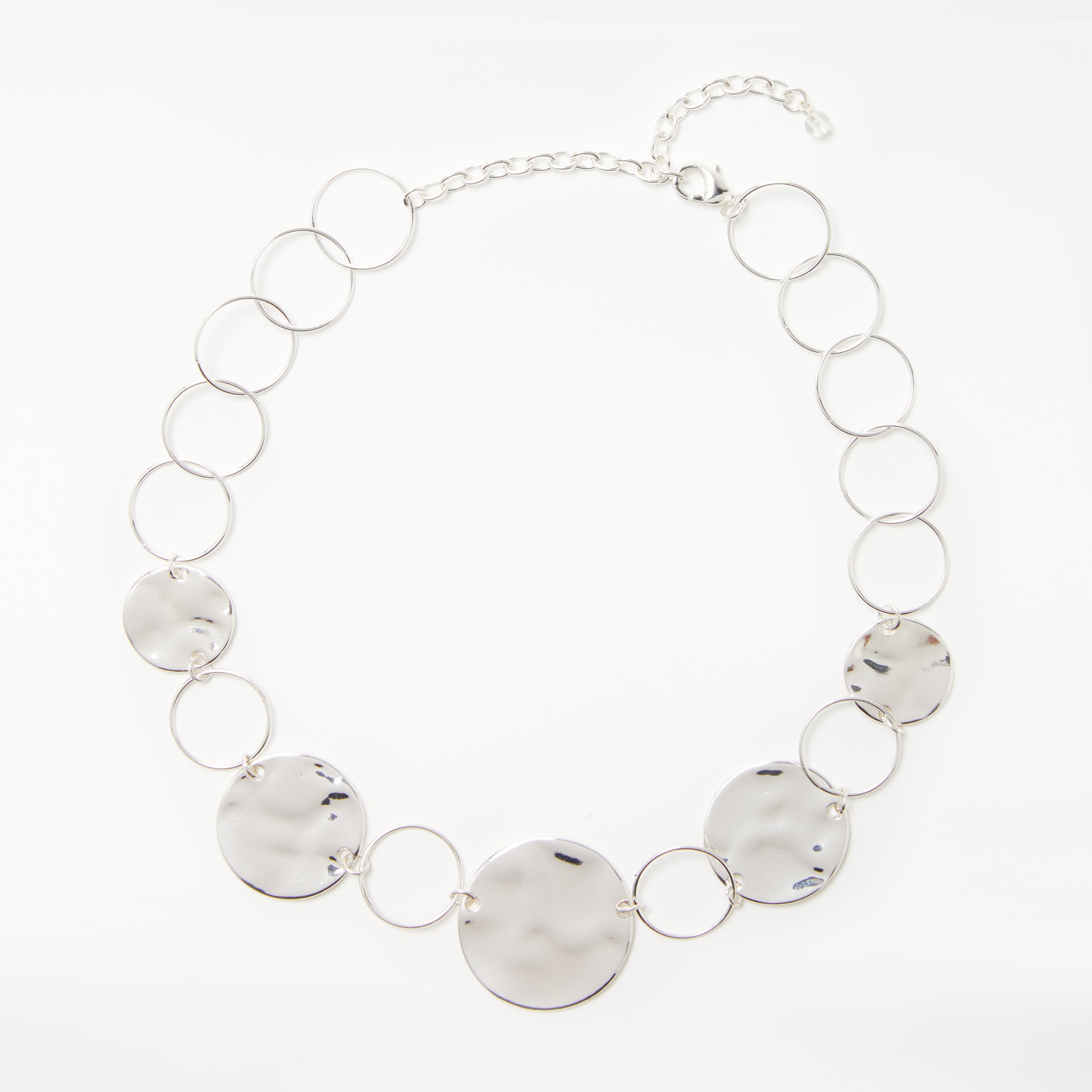 John Lewis & Partners Circle Disc Short Statement Necklace, Silver at ...