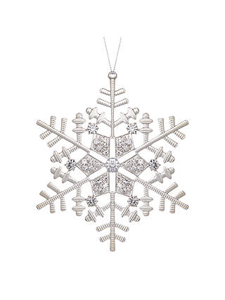 John Lewis Winter Palace Jewelled Snowflake Tree Decoration, Silver