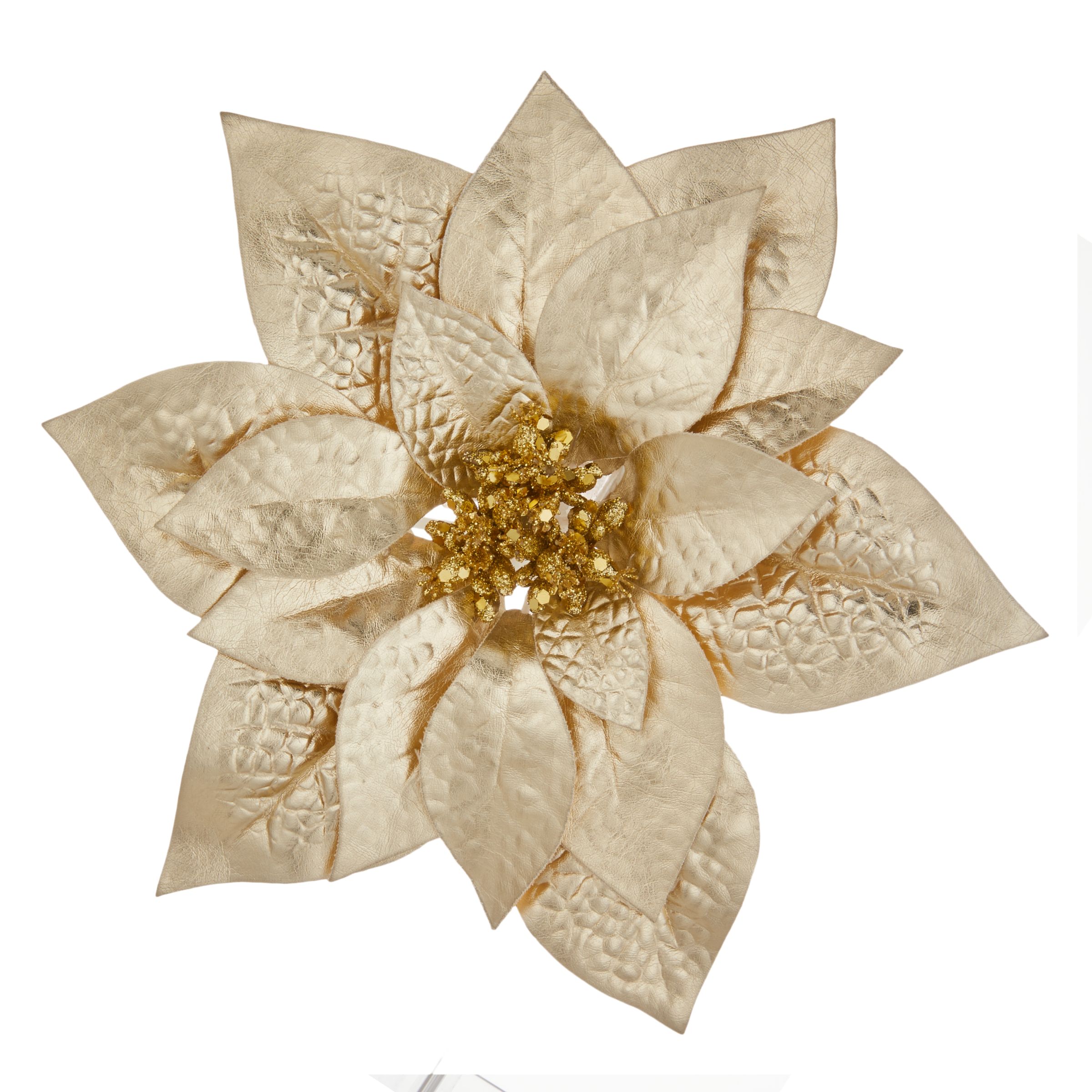John Lewis Winter Palace Poinsettia Clip On Tree Decoration, Gold at