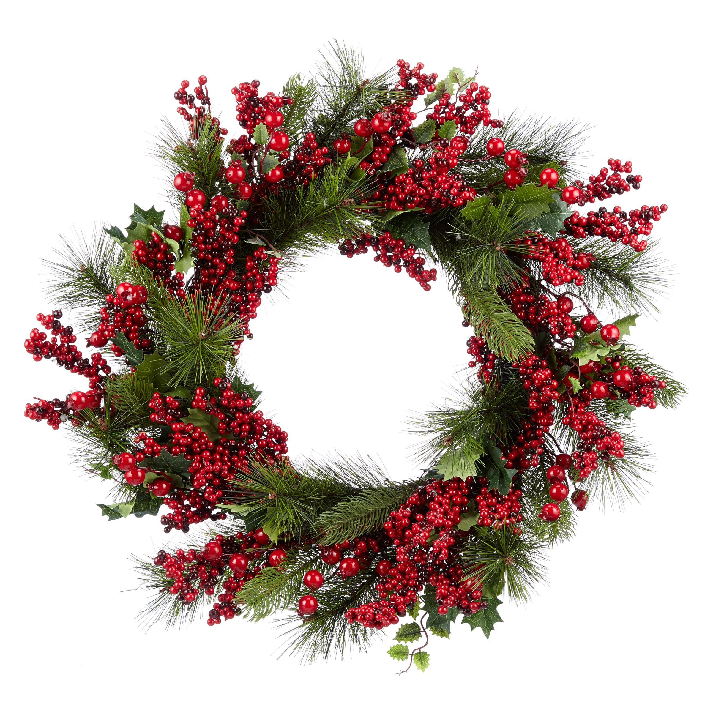 John Lewis Red Berry And Pine Wreath Dia 61 Green At