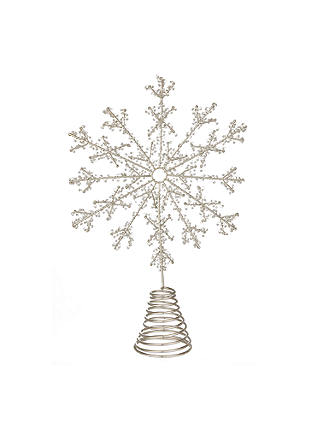John Lewis Winter Palace Beaded Snowflake Tree Topper, Silver