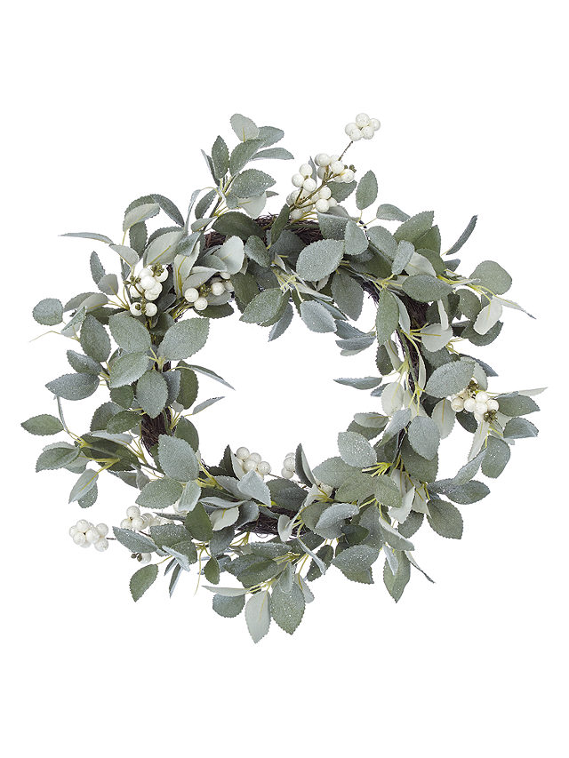 John Lewis Winter Palace Snowy Eucalyptus White Berries Wreath Dia.41cm ...