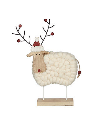 John Lewis Folklore Reindeer Woolly Sheep Decoration, White