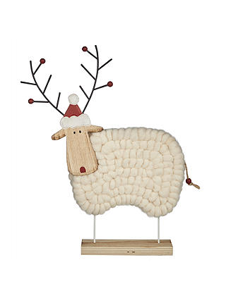 John Lewis Folklore Reindeer Woolly Sheep Decoration, White
