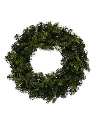 John Lewis Spruce Wreath With Lights, Dia.64cm, Green