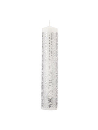 John Lewis Winter Palace Advent Pillar Candle, Silver/White