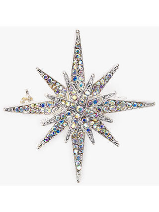 John Lewis & Partners Triple Star Diamante Brooch, Silver