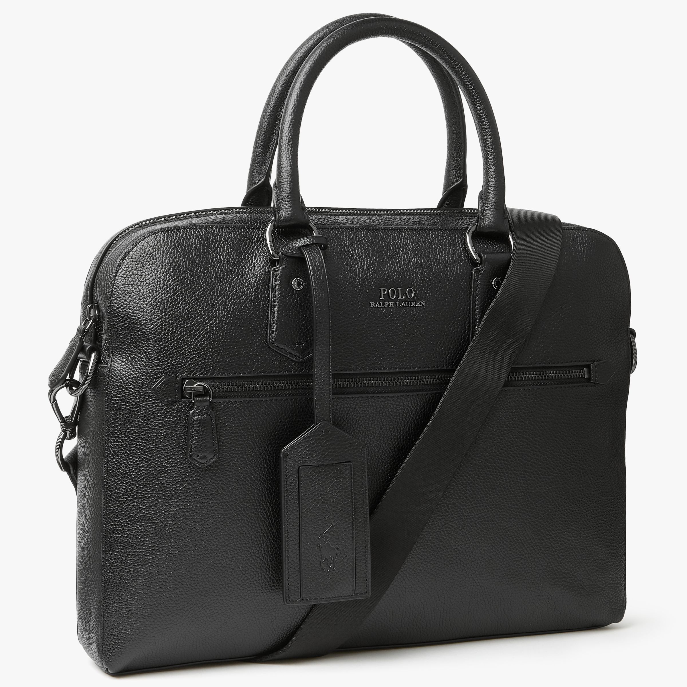 Polo Ralph Lauren Smooth Leather Commuter Briefcase - Black