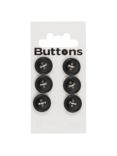 Groves Rimmed Button, 14mm, Pack of 6, Black