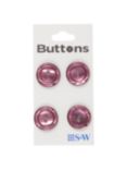 Groves Rimmed Button, 17mm, Pack of 4, Pink