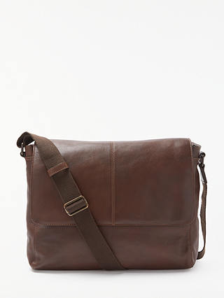 John Lewis & Partners Gladstone 2.0 Leather Messenger Bag, Brown