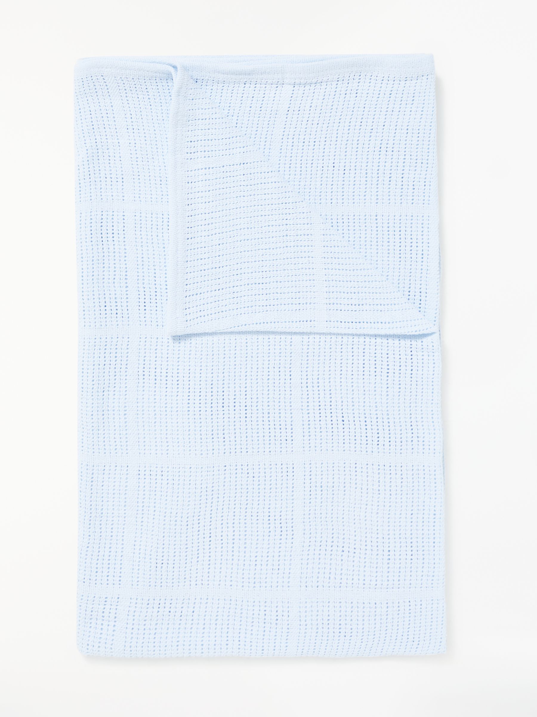 John Lewis & Partners Baby Cellular Cotbed Blanket, 160 x 130cm, Blue