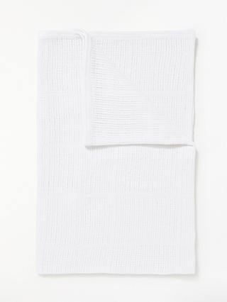 John Lewis & Partners Baby Cellular Cotbed Blanket, 160 x 130cm, White