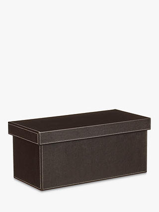 John Lewis & Partners Faux Leather Fixed Side Box with Lid, Chocolate