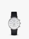 Junghans 041/4771.00 Men's Form Chronograph Date Leather Strap Watch, Black/White