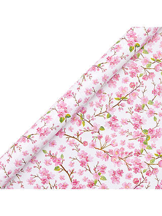 John Lewis & Partners Pink Blossom Flitter Gift Wrap, 3m