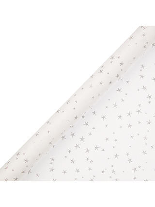 John Lewis & Partners Silver Stars Gift Wrap, 3m, White