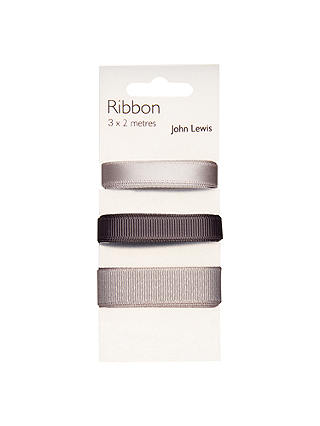 John Lewis & Partners Glitter Ribbon, Pack of 3, Silver