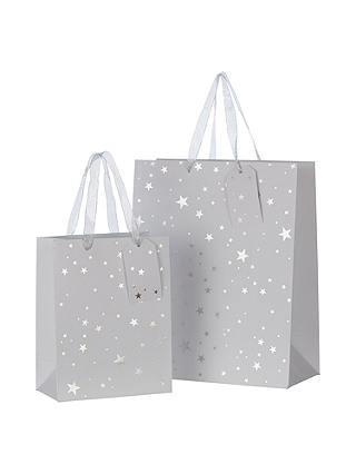 John Lewis & Partners Kraft Silver Stars Gift Bag