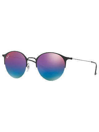 Ray-Ban RB3578 Oval Sunglasses, Black/Mirror Purple