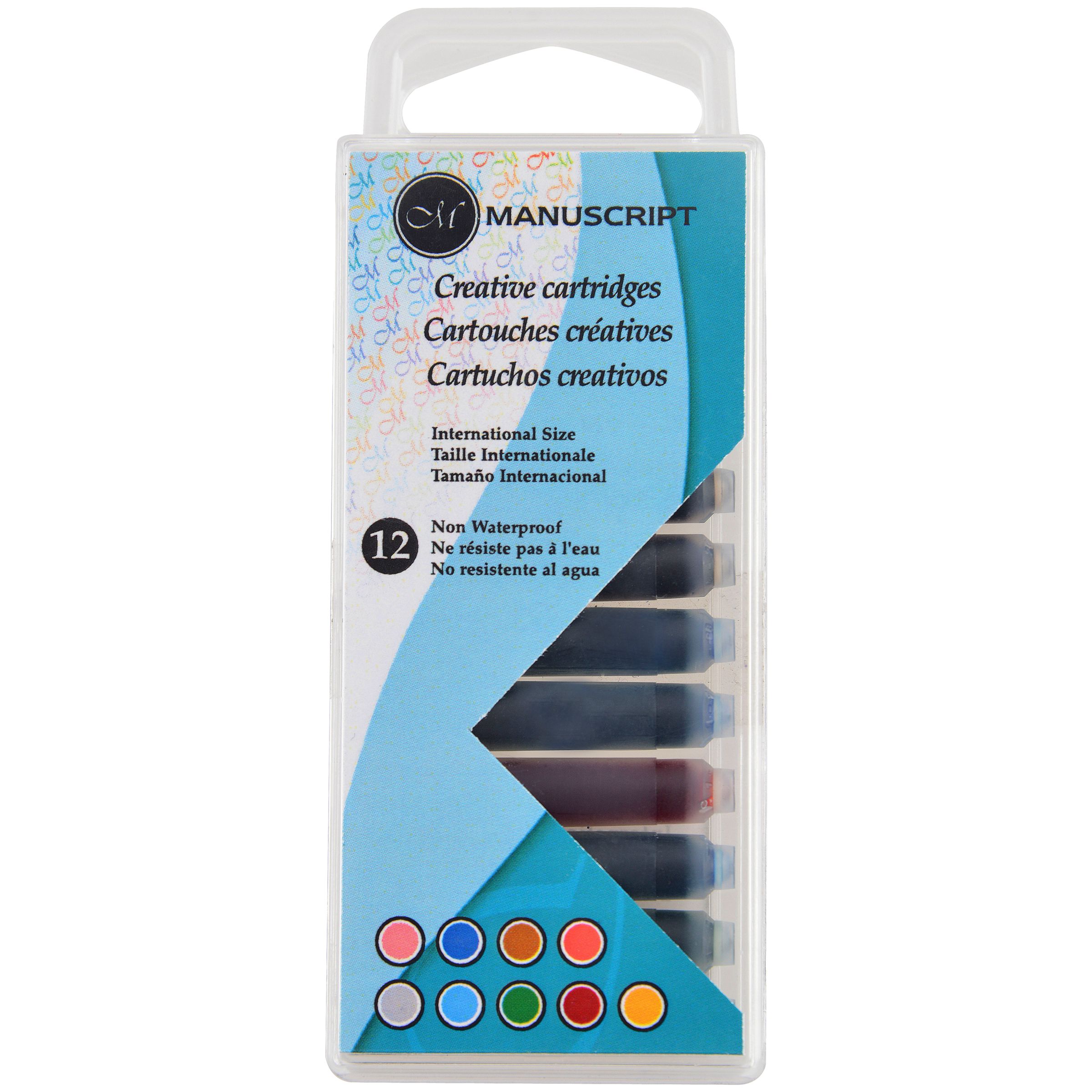 Manuscript Calligraphy Assorted Coloured Ink Cartridges, Pack of 12