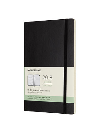 Moleskine 12-Month Large Weekly Soft Cover Diary/Notebook 2018, Black