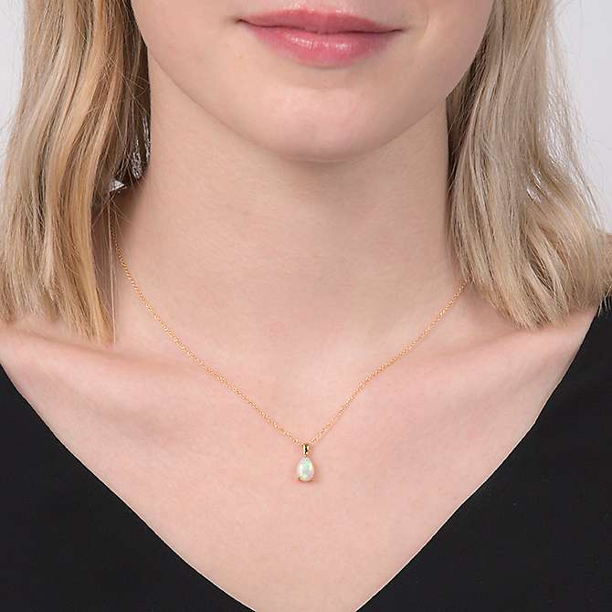 Buy E.W Adams 9ct Gold Teardrop Pendant Necklace, Opal Online at johnlewis.com