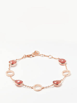 John Lewis & Partners Semi-Precious Stone Circle Chain Bracelet, Rose Gold/Quartz