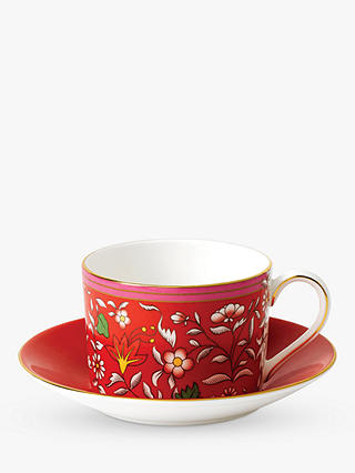 Wedgwood Wonderlust Crimson Jewel Cup and Saucer Set, Red/Multi, 180ml