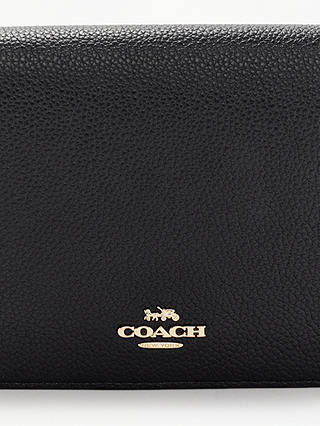 Coach Leather Foldover Cross Body Bag, Black at John Lewis & Partners